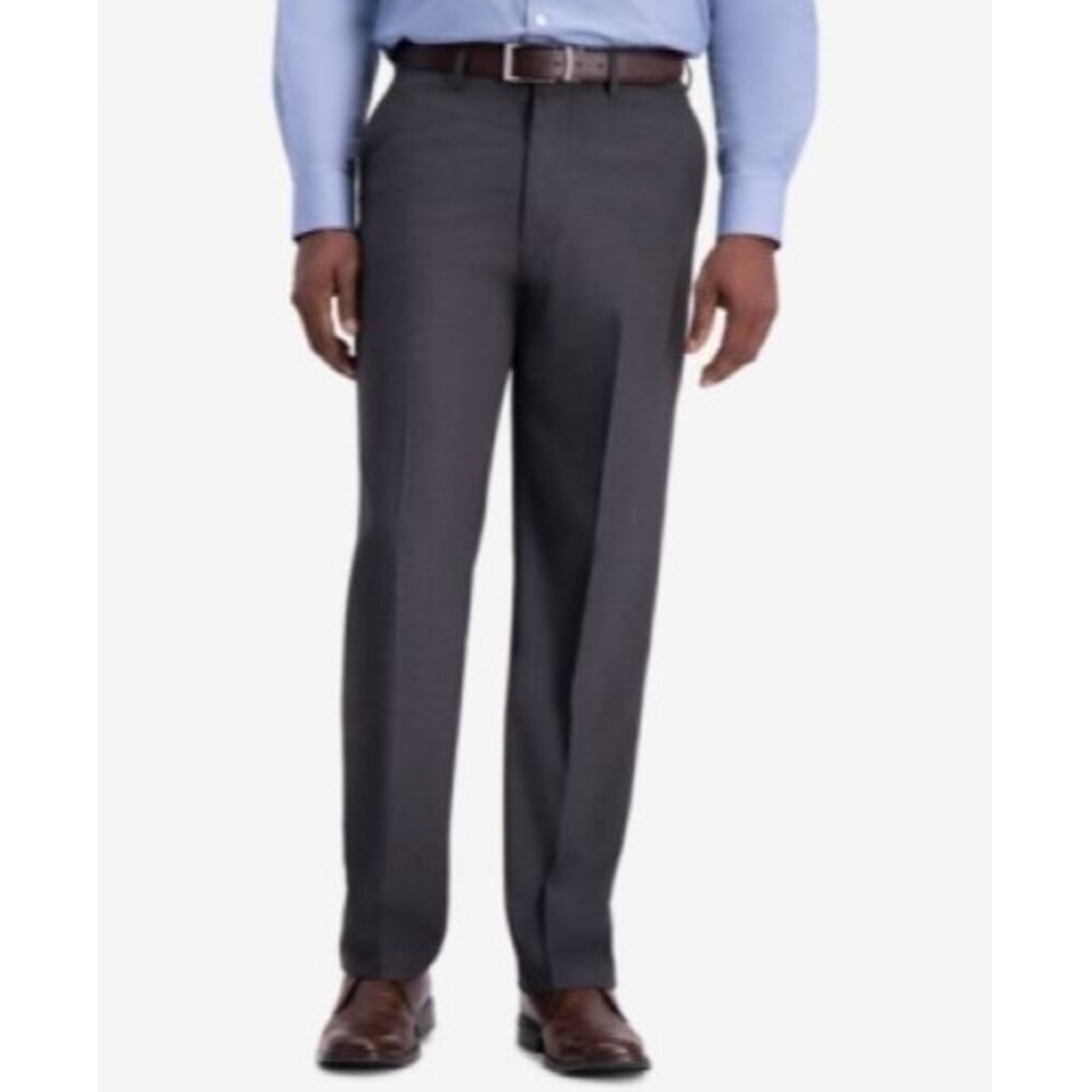 JM Haggar Premium Dress Pants Mens 36x34 Gray Classic Fit Luxury Stretch NEW